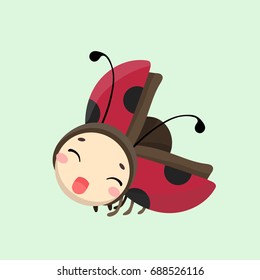 Cute Ladybug vector illustration in flat style.