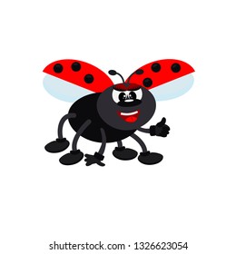 Cute  ladybug. Vector illustration isolated on white background for decor children room,  T-shirt,  interior design.