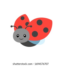 Cute Ladybug Vector Illustration on White