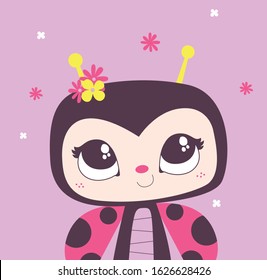 cute ladybug vector illustration. Textile graphic design.