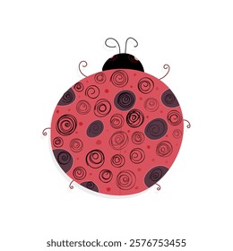 Cute Ladybug,Doodle Vector Hand Drawn Isolated Illustration