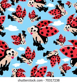 Cute  ladybugs seamless