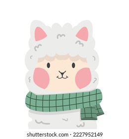 Cute lama alpaca head cartoon