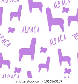 Cute Lama, Alpaca pattern. Hand drawn vector illustration. Design, cards, banners, invitations, clothes, textile 