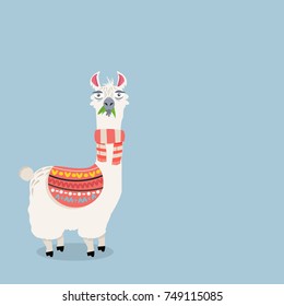 Cute lama alpaca Vector Illustration