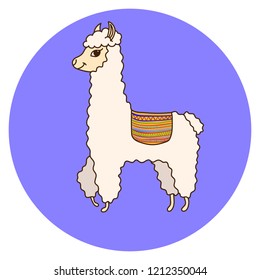 Cute Lama cartoon. Print for fabric, t-shirt, poster. Vector illustration

