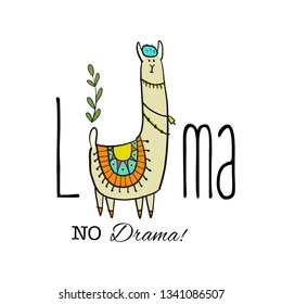 Cute lama character. Greeting card for your design