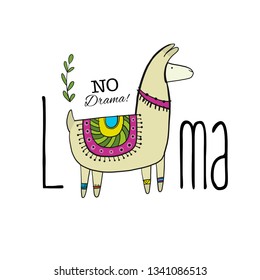Cute lama character. Greeting card for your design
