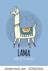 Cute lama character. Greeting card for your design