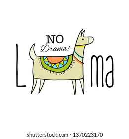 Cute lama character. Greeting card for your design