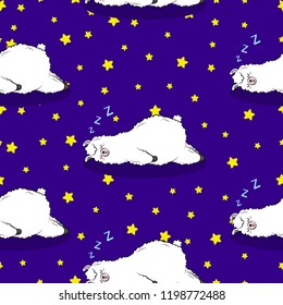 Cute lama, doodle vector illustration. Seamless background, wallpaper, pattern, texture