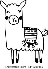 Cute lama illustration. Hand drawn scandinavian style vector. Best for posters, wlapners, logos.
