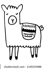 Cute lama illustration. Hand drawn scandinavian style vector. Best for posters, wlapners, logos.