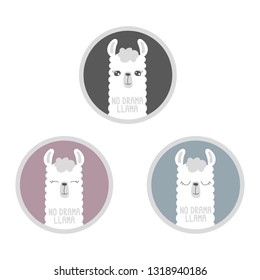 Cute Lama and inscription - No drama, Llama. It can be used for greeting card, mug, brochures, poster, label, sticker etc. 