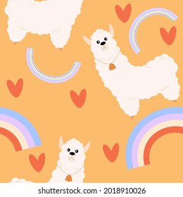 cute lama rainbow colorful pattern 