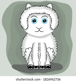 Cute lama sitting vector illustration