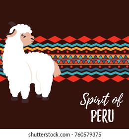 Cute lama and South America ornament concept poster