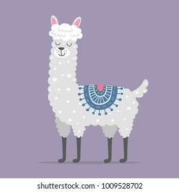 Cute lama. Vector illustration.