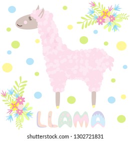cute lama - vector illustration, eps