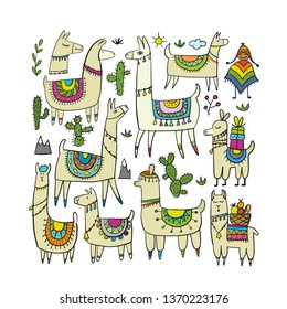 Cute lamas collection for your design