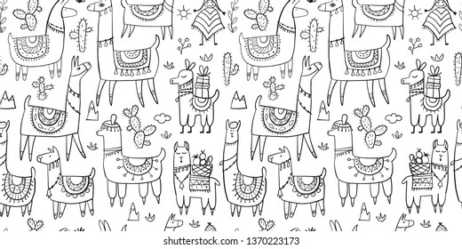 Cute lamas, seamless pattern for your design