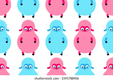 Cute Lamb baby pattern seamless. Cartoon Sheep child background. vector texture. Baby fabric ornament
