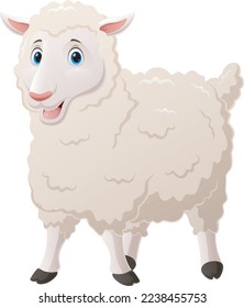 Cute lamb cartoon on white background