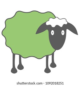 Cute lamb character icon. Vector icon for website. Green animal for cartoon. Lamb silhouette isolated on white background.