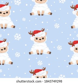 Cute lamb for christmas seamless pattern for decoration, wallpaper and many more