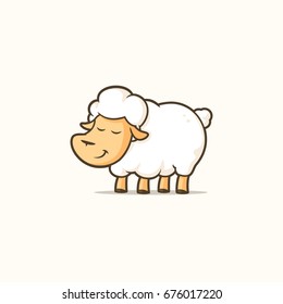 Cute lamb enjoying. Vector cartoon illustration