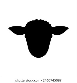 Cute lamb face or head silhouette isolated on white background. Lamb icon vector illustration design.