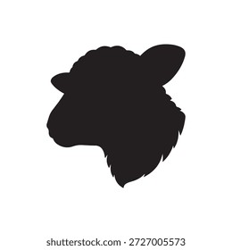 Nettes Lamm-Gesicht oder Kopf Silhouette einzeln auf weißem Hintergrund. Lammsymbol, Vektorgrafik-Design.
