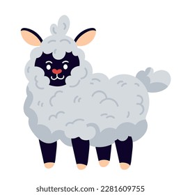 Cute lamb farm animal icon isolated