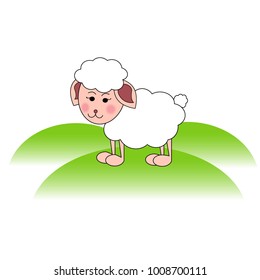 Cute lamb in flat style isolated on white background. Vector illustration. Cartoon sheep.