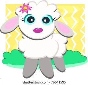 Cute Lamb with Flower