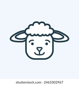 Cute lamb, goat face icon. Linear pictogram with editable stroke. Baby animal head. Flat vector illustration for your design, web page, mobile app, logo idea. Domestic animals, farming concept