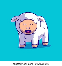 cute Lamb illustration suitable for mascot sticker and t-shirt design