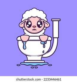 cute lamb inside closed cartoon vector icon illustration