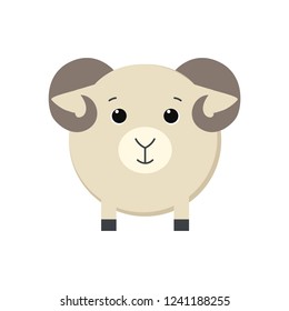 Cute lamb isolated on white background. Vector illustration.