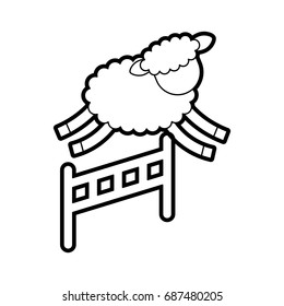 Cute lamb jumping the fence
