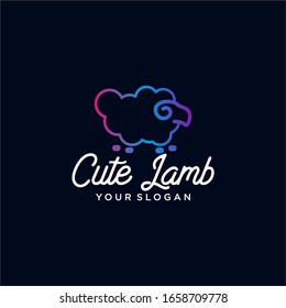 Cute Lamb Logo Design Vector Template