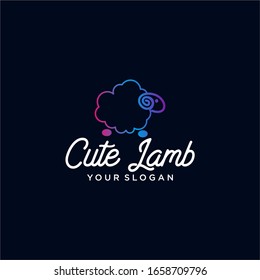 Cute Lamb Logo Design Vector Template