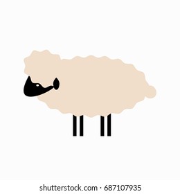 Cute Lamb on white background. Vector Illustration