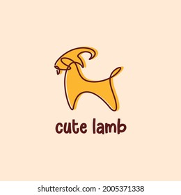 Cute Lamb One Line Art Vector For Logo Or Mascot Inspiration