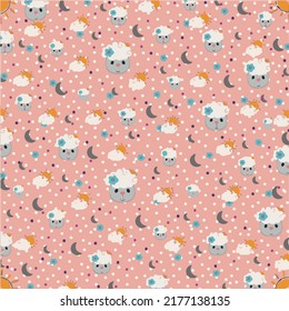 cute lamb pattern design vector