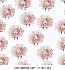 cute lamb. Seamless background. Pattern with cute sheep. vector