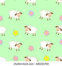 Cute lamb seamless vector pattern