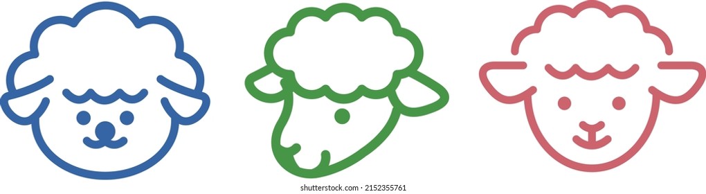 cute lamb sheep head character logo 
