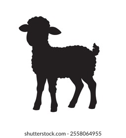 Cute Lamb Silhouette Isolated On White Background. Lamb Icon Vector Illustration Design.

