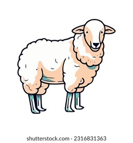 Cute Lamm, die auf weißem Hintergrund steht Symbol einzeln